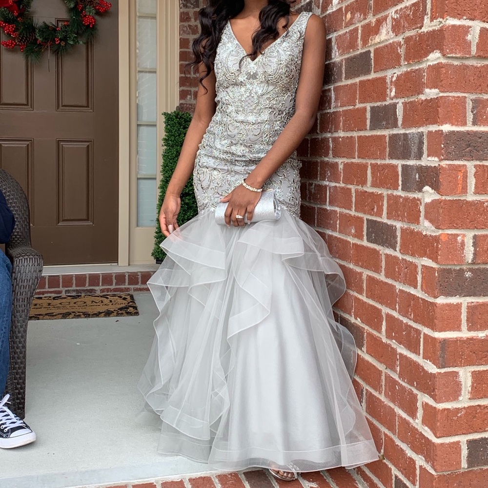 silver prom dress